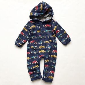 Boboli hooded vintage car print print jumpsuit EUC 9 months